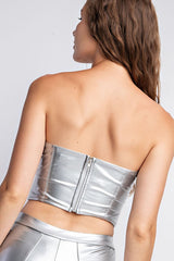 CT3520 ENAMEL LEATHER TUBE TOP WITH TOP