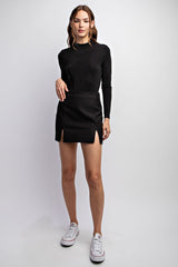 TS3917 TAILORED WOVEN MINI SKIRT WITH FRONT SLIT