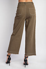 MP3404 TWILL BUTTON FRONT STITCHING LONG PANTS
