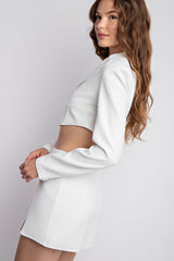 CJ3237 CORSET CROP JACKET WITH FRONT HOOK AND EYE