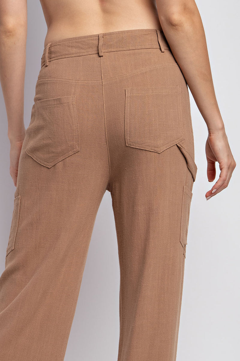 CP3373 LINEN CARGO PANTS WITH POCKETS