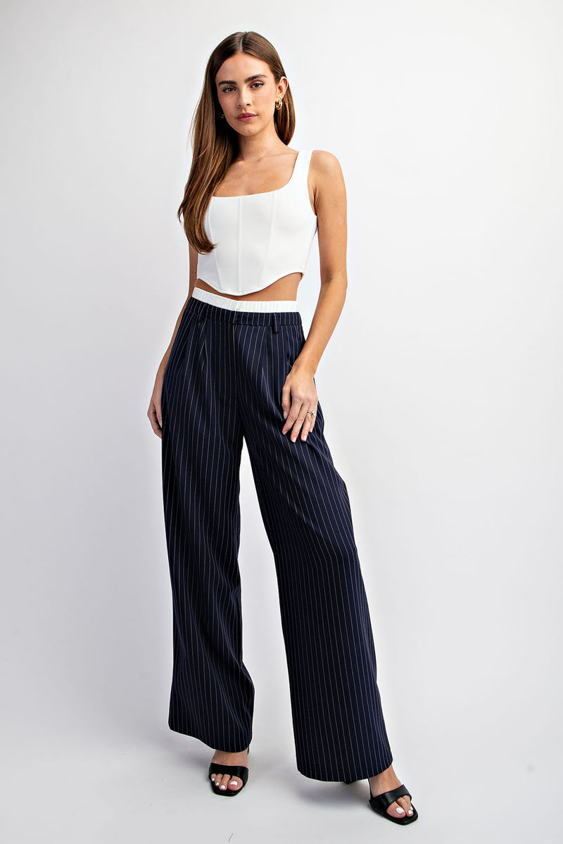 CP4343 PINSTRIPED WOVEN TAILORED TROUSERS