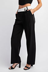 CP4497 TAILORED PLEATED WOVEN PANTS WAISTBAND