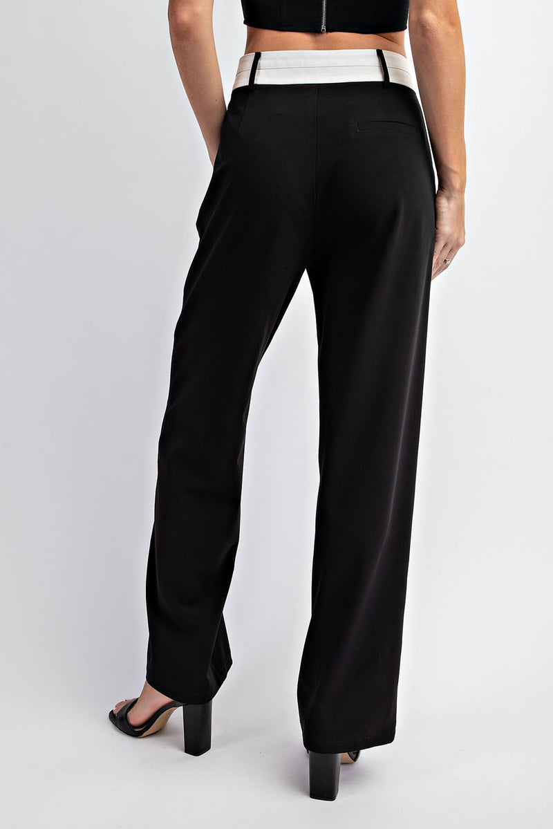 CP4497 TAILORED PLEATED WOVEN PANTS WAISTBAND