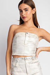 CT3738 FOIL TUBE TOP STRETCHED TWIL FABRIC