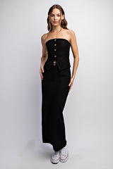 CT3949 STRETCH WOVEN CORSET-STYLE TUBE TOP