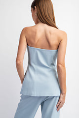 CT4007 TAILORED BUSTIER WOVEN TOP FRONT BUTTON