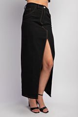 MS3717  TWILL WOVEN MAXI SKIRT  WITH FRONT OPEN