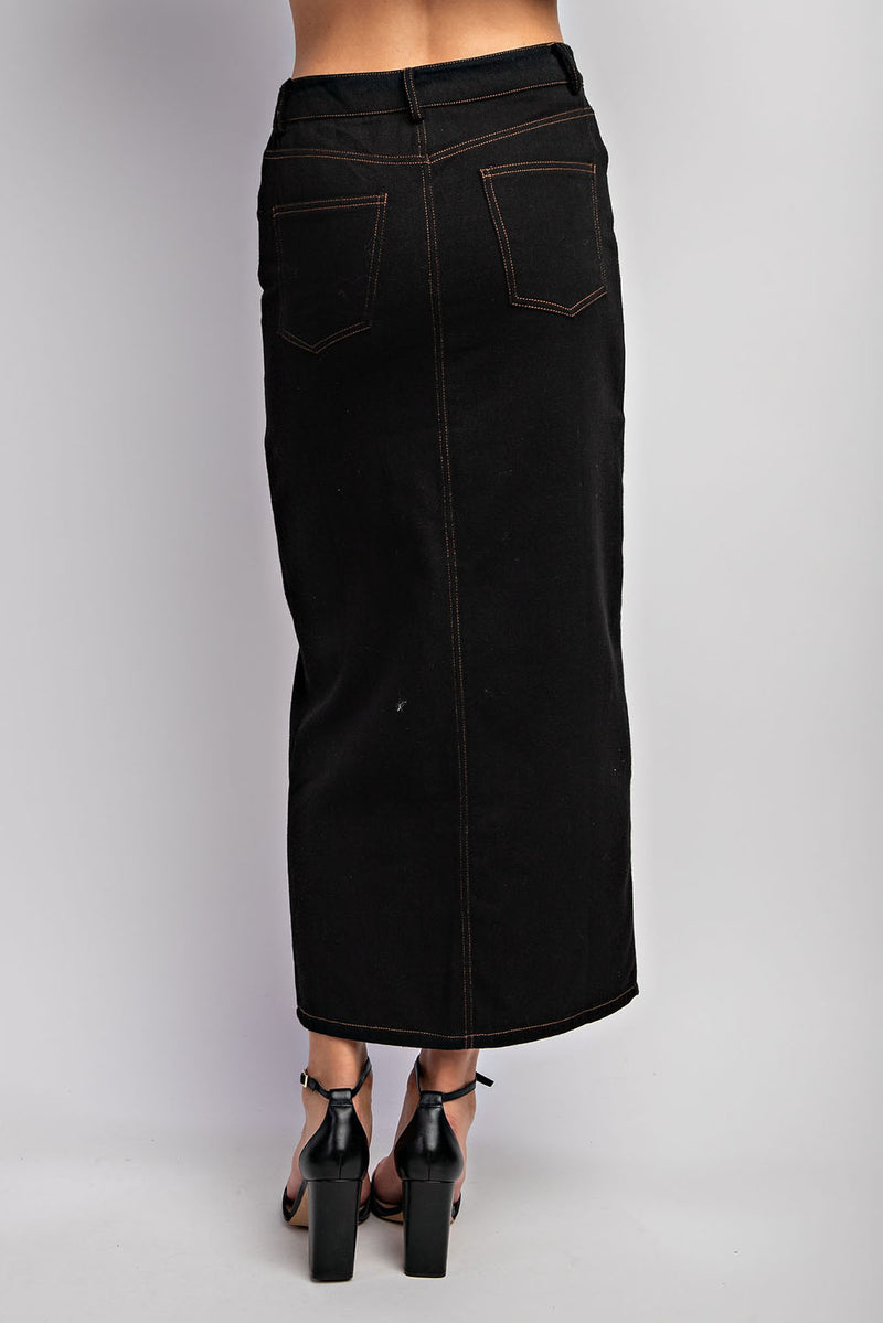 MS3717  TWILL WOVEN MAXI SKIRT  WITH FRONT OPEN