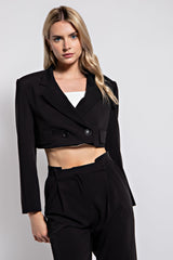 TJ2513 DOUBLE BREASTED CROPPED BLAZER