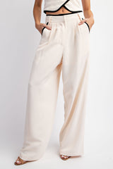 TP4267 LONG WOVEN PANTS WITH CONTRAST EDGE DETAIL