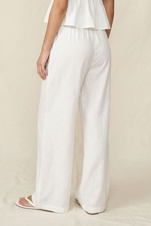 TEXTURED LIGHT WOVEN ELASTIC WAIST PANTS WITH BEADED TIE SET#TT8565 SOLD SEPARATELY