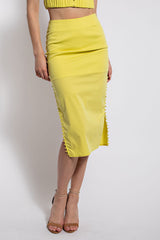 TS2827 MIDI SKIRT WITH SIDE BUTTONS DETAIL