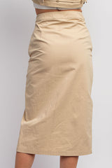 TS3725 WOVEN MIDI SKIRT WITH BUTTON DETAIL
