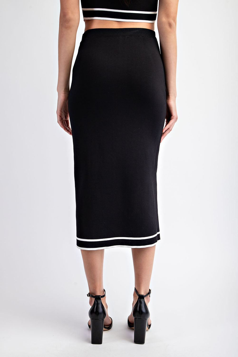 SWEATER MIDI SKIRT WITH CONTRAST EDGE DETAIL