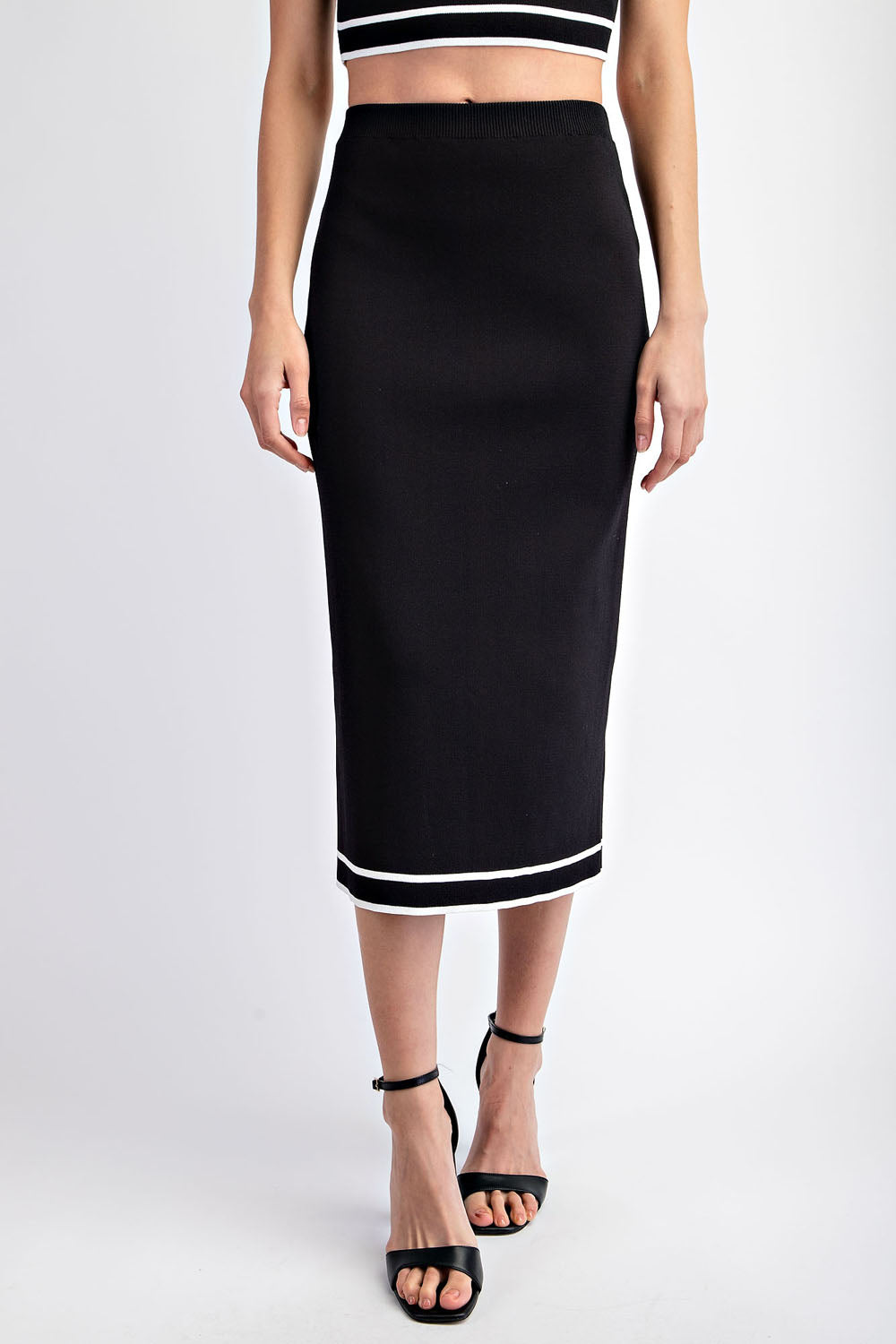 SWEATER MIDI SKIRT WITH CONTRAST EDGE DETAIL