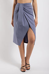 CS2732 FRONT RUCHED DETAIL MIDI SKIRT