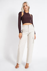 CP2264 FAUX LEATHER CARGO PANTS