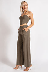 CT2076 LINEN CUPPED HALTER NECK