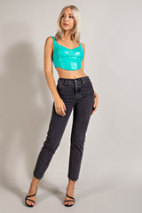 CT2125 FAUX LEATHER BUSTIER TOP