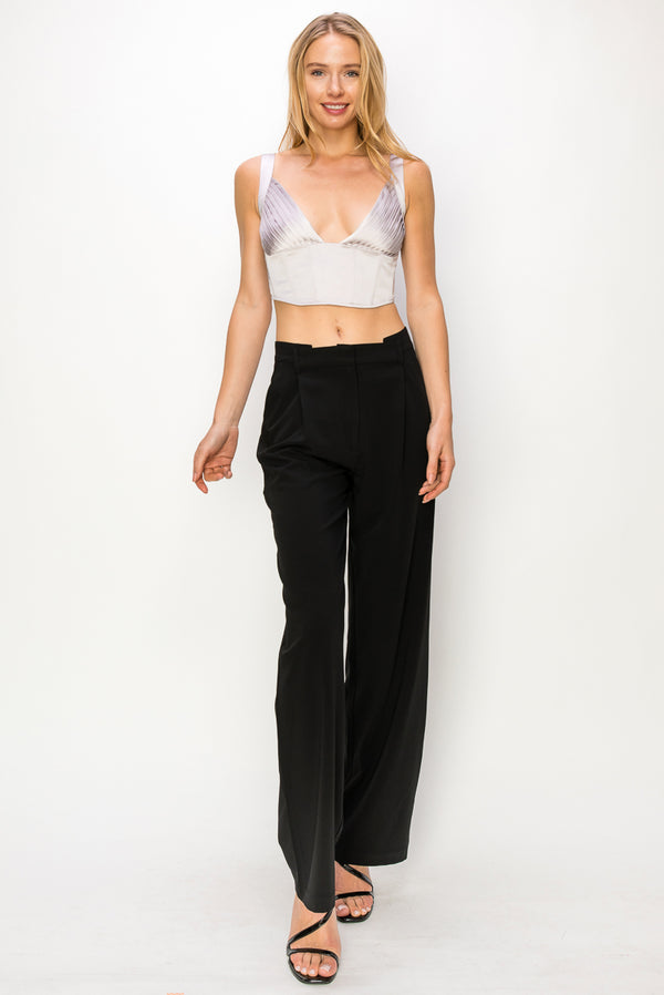 CT2683 SATIN CROPPED TOP WITH BACK ZIPPER