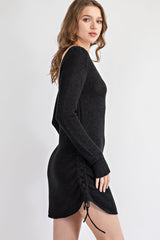 TD1749 LONG SLEEVE RELAXED KNITTED SWEATER WITH OPEN BACK