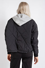 TJ2240 QUILTED DRAW STRIN HOODED JACKET W/ POCKETS
