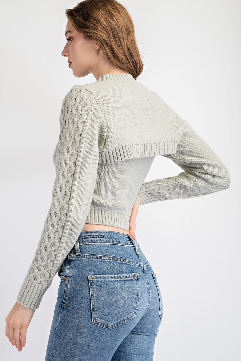 TT1662 CABLE KNIT SWEATER TANK AND SHRUG SET